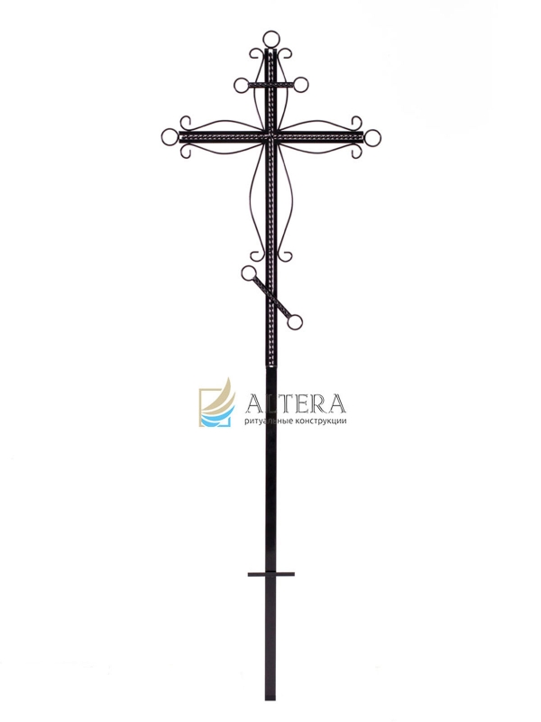 Крест “Фигурный №2” ритуальный на могилу, металлический