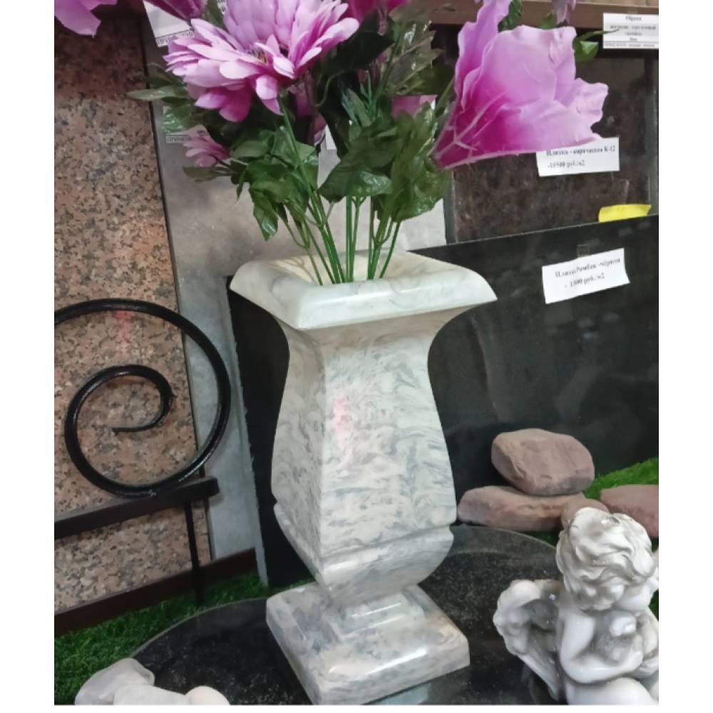 Ваза квадрат под мрамор  Н-30 см.