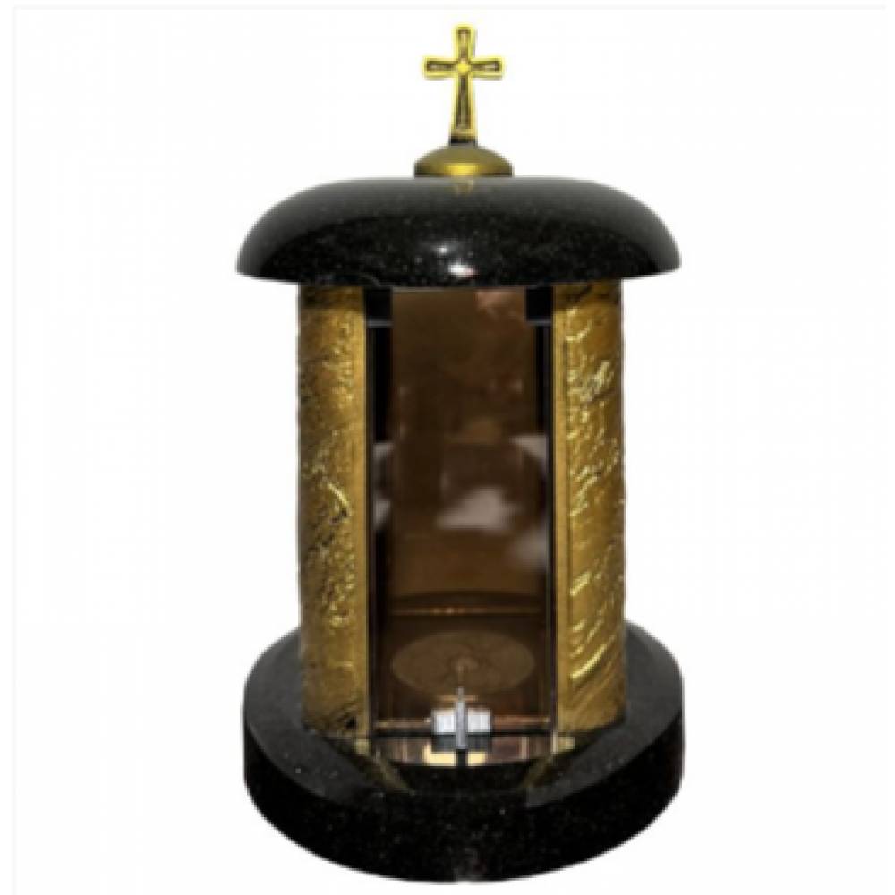 Лампада  круглая -золото-литьё + стекло -30см.