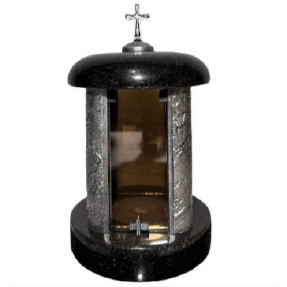 Лампада  круглая -серебро-литьё + стекло -30см.